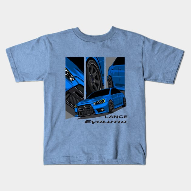 JDM Mitsubishi Evolution X Automotive T-Shirt Kids T-Shirt by mrsticky